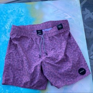 RVCA Men’s “plum” abstract floral hybrid shorts